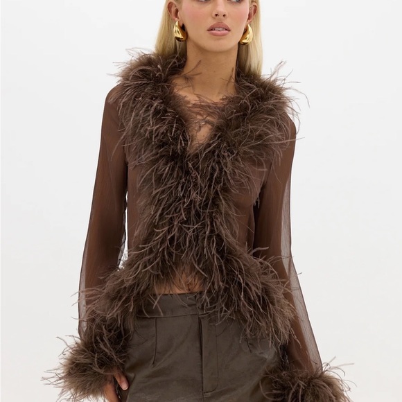 Bubish Tops - Bubish Gigi Feather Blouse and pants NEW W TAGS